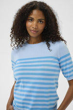 Lizza striped knit powder blue