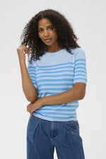 Lizza striped knit powder blue