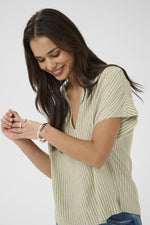 Milia wing blouse chinchilla stripe