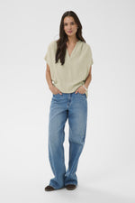 Milia wing blouse chinchilla stripe