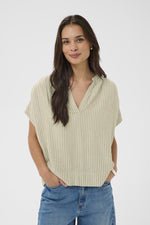 Milia wing blouse chinchilla stripe