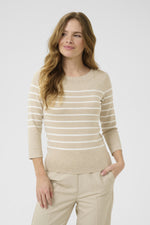Lizza boatneck pull beige-wit