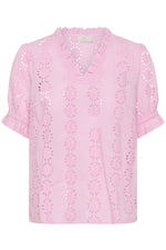 Dona blouse pink frosting of bright green