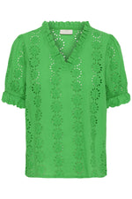 Dona blouse pink frosting of bright green