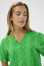 Dona blouse pink frosting of bright green