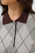 Gizza polo knit fudge/grey