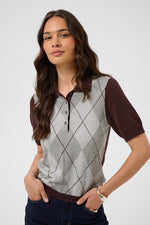 Gizza polo knit fudge/grey