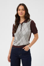 Gizza polo knit fudge/grey