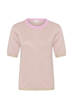 Lizza striped knit feather pink