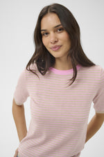 Lizza striped knit feather pink