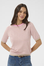 Lizza striped knit feather pink