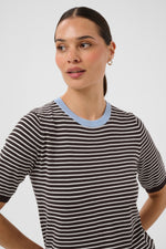 Lizza pull coffee bean blue fog stripe