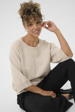 Dela 3/4 sleeve pull oat melange