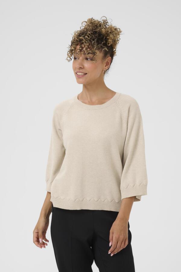 Dela 3/4 sleeve pull oat melange