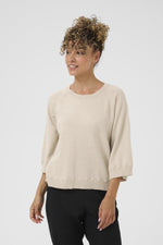 Dela 3/4 sleeve pull oat melange
