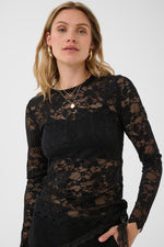 Pitia lace blouse ecru, bruin of zwart