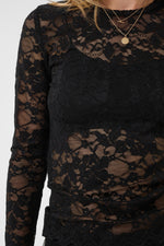 Pitia lace blouse ecru, bruin of zwart