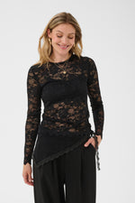 Pitia lace blouse ecru, bruin of zwart