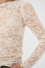 Pitia lace blouse ecru, bruin of zwart