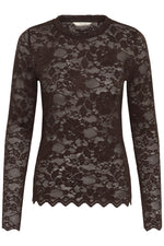 Pitia lace blouse ecru, bruin of zwart