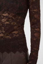 Pitia lace blouse ecru, bruin of zwart