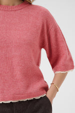 Kibana lace pullover lichtgrijs, roze of bruin