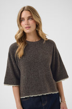 Kibana lace pullover lichtgrijs, roze of bruin