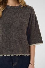 Kibana lace pullover lichtgrijs, roze of bruin