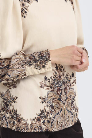 Adara blouse pumicestone paisley