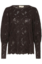 Mirabella lace blouse donkerblauw of bruin
