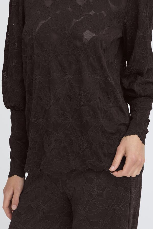 Mirabella lace blouse donkerblauw of bruin