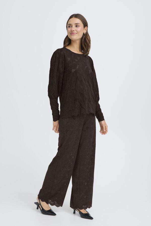 Mirabella lace blouse donkerblauw of bruin