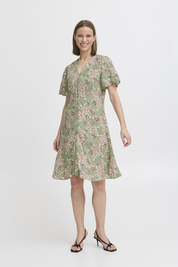 Joella short v-neck dress sea spray