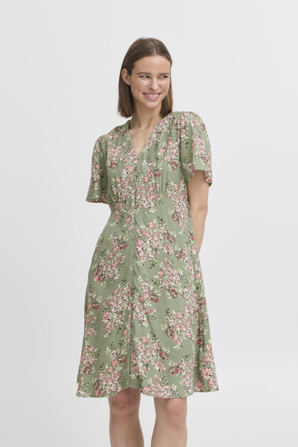 Joella short v-neck dress sea spray