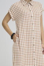 Falakka midi shirt dress woodsmoke check
