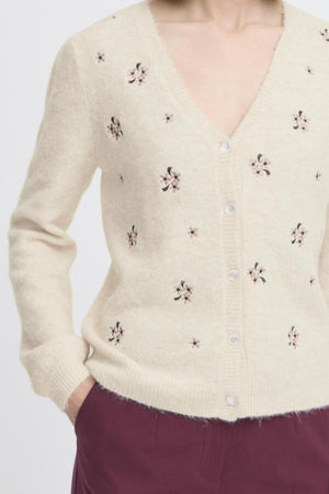 Omea cardigan embroidery birch