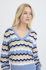Morla vneck pointelle della robbia blue