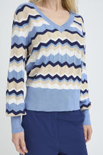 Morla vneck pointelle della robbia blue