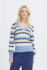 Morla vneck pointelle della robbia blue