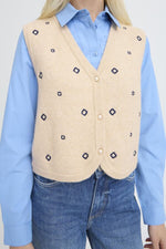 Nadika embroidered vest oyster
