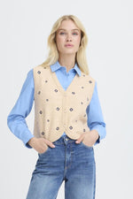 Nadika embroidered vest oyster