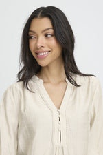 Ikaia v-neck blouse birch melange