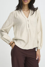 Ikaia v-neck blouse birch melange