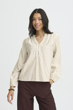 Ikaia v-neck blouse birch melange
