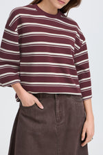 Pelda 3/4 tee fig stripe