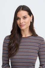 Tone rib t-shirt java stripe