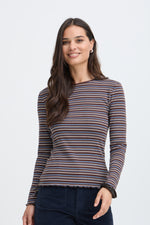 Tone rib t-shirt java stripe