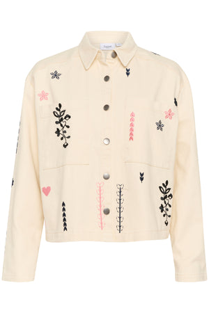 Jean jacket embroidery creme