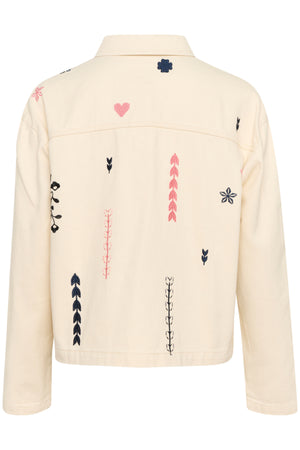 Jean jacket embroidery creme
