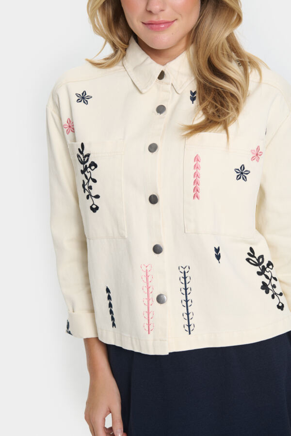 Jean jacket embroidery creme